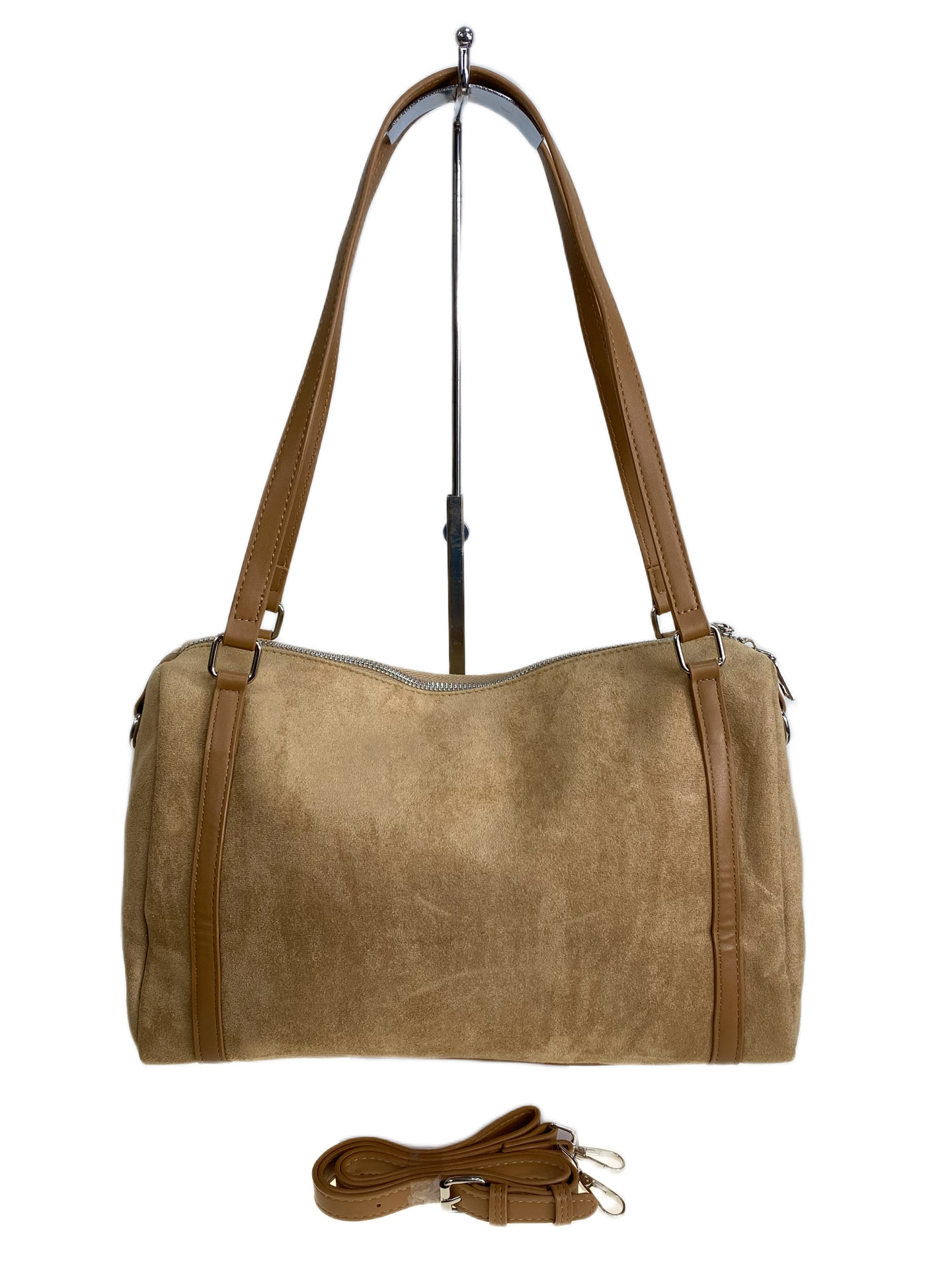 На фото 2 - Женская сумка из искусственной замши, цвет коричневый На фото 2 - Женская сумка из искусственной замши, цвет коричневый