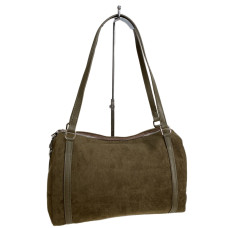 На фото 1 - Женская сумка из искусственной замши, цвет темно зеленый На фото 1 - Женская сумка из искусственной замши, цвет темно зеленый