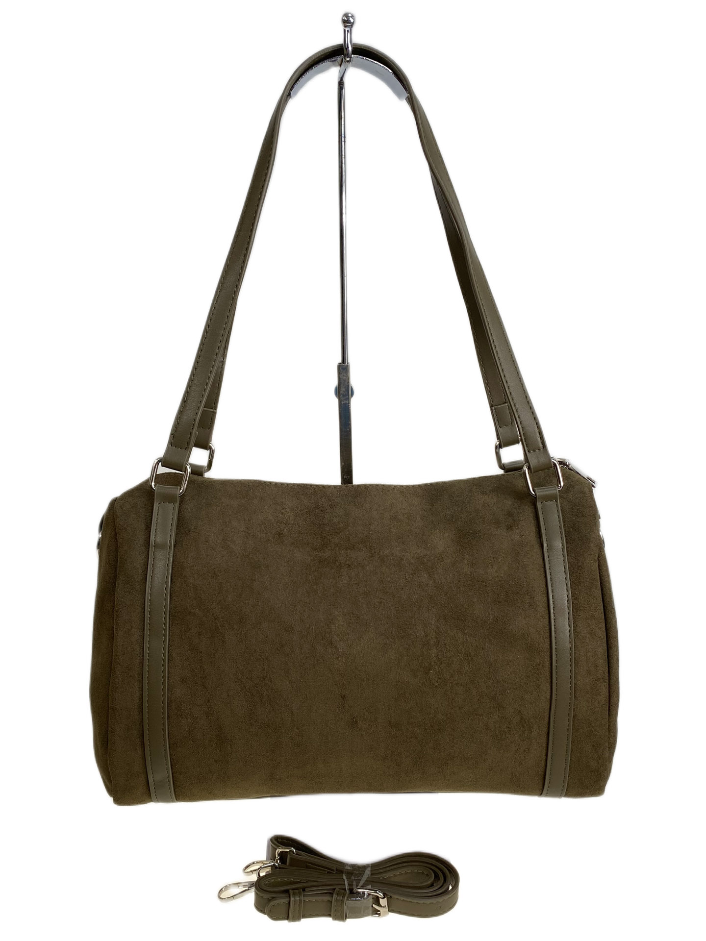 На фото 2 - Женская сумка из искусственной замши, цвет темно зеленый На фото 2 - Женская сумка из искусственной замши, цвет темно зеленый