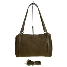 На фото 2 - Женская сумка из искусственной замши, цвет темно зеленый На фото 2 - Женская сумка из искусственной замши, цвет темно зеленый