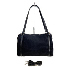 На фото 2 - Женская сумка из искусственной замши, цвет черный На фото 2 - Женская сумка из искусственной замши, цвет черный