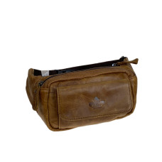 На фото 1 - Мужская сумка на пояс из натуральной кожи, цвет коричневый На фото 1 - Мужская сумка на пояс из натуральной кожи, цвет коричневый