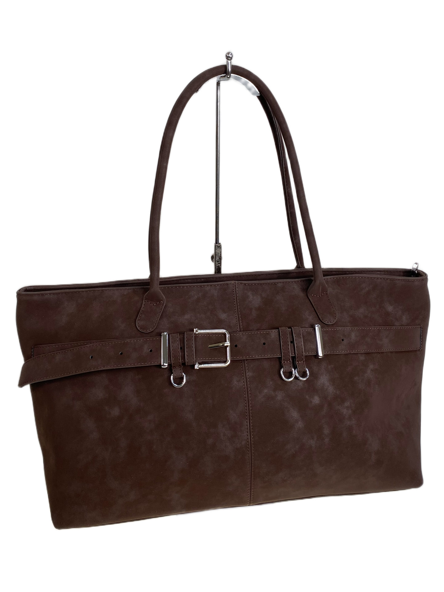 На фото 2 - Женская сумка из искусственной кожи, цвет шоколад