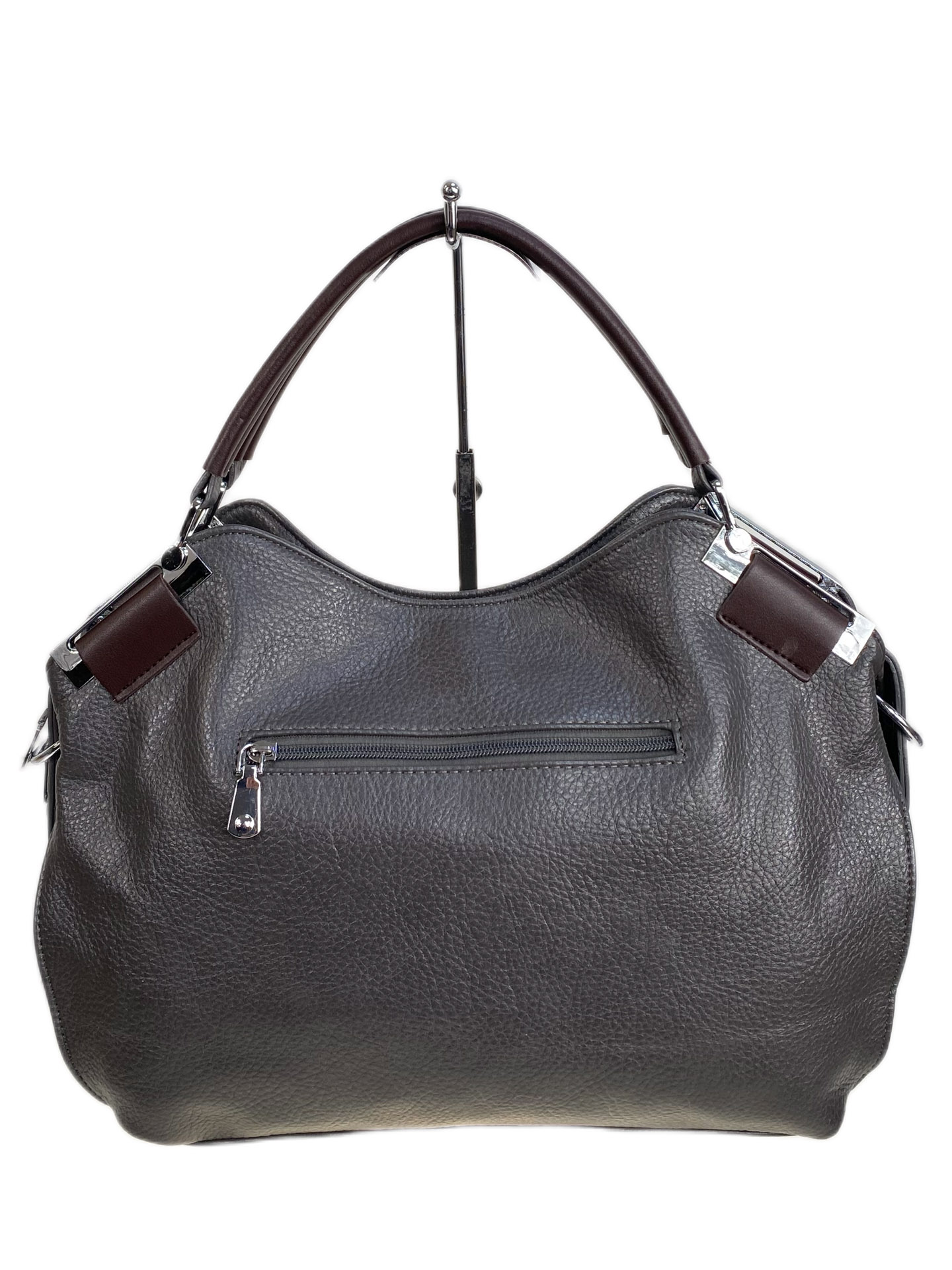 На фото 2 - Женская сумка из искусственной кожи, цвет серый