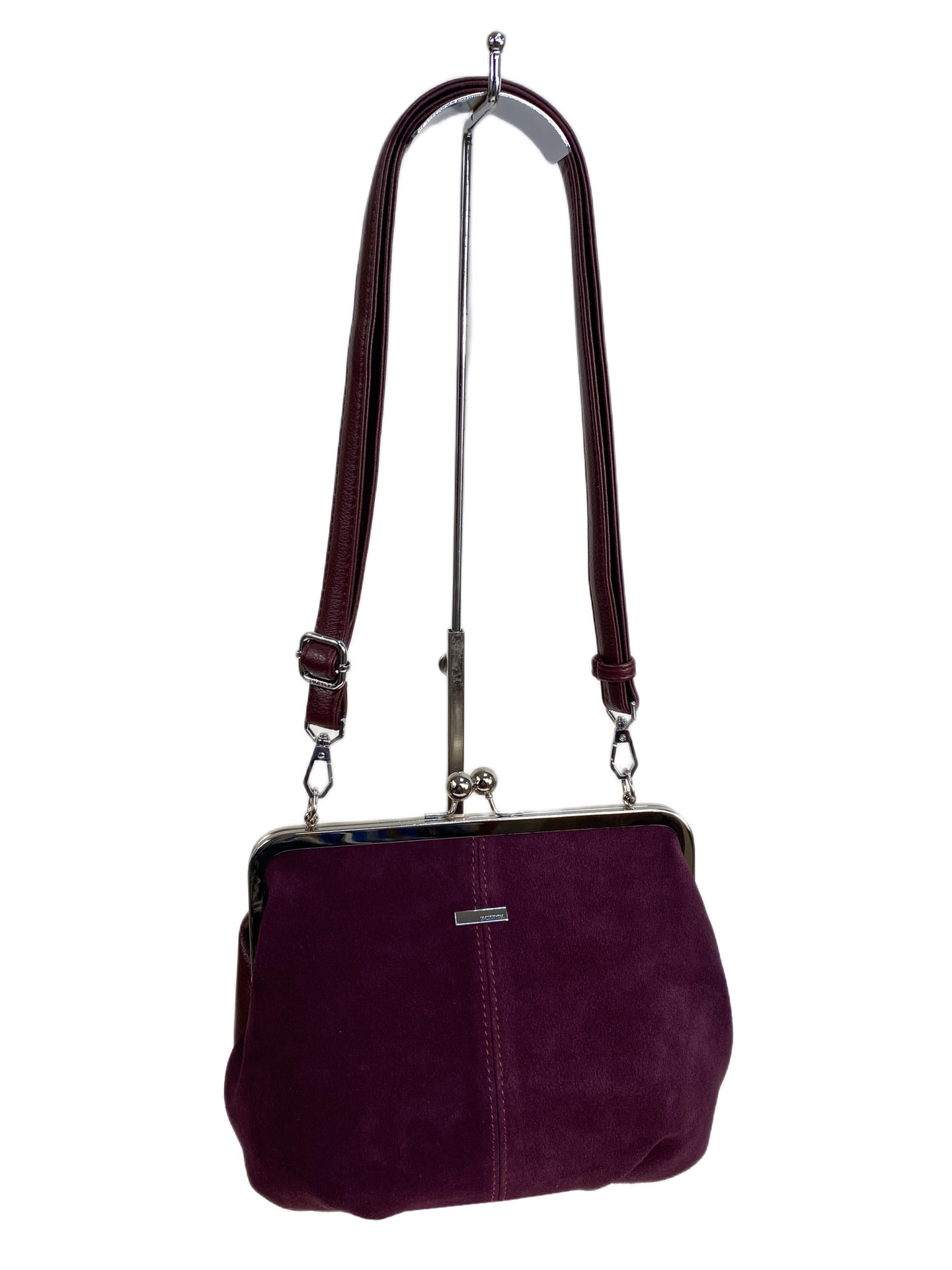 На фото 1 - Женская сумка из искусственной кожи и замши, цвет бордовый