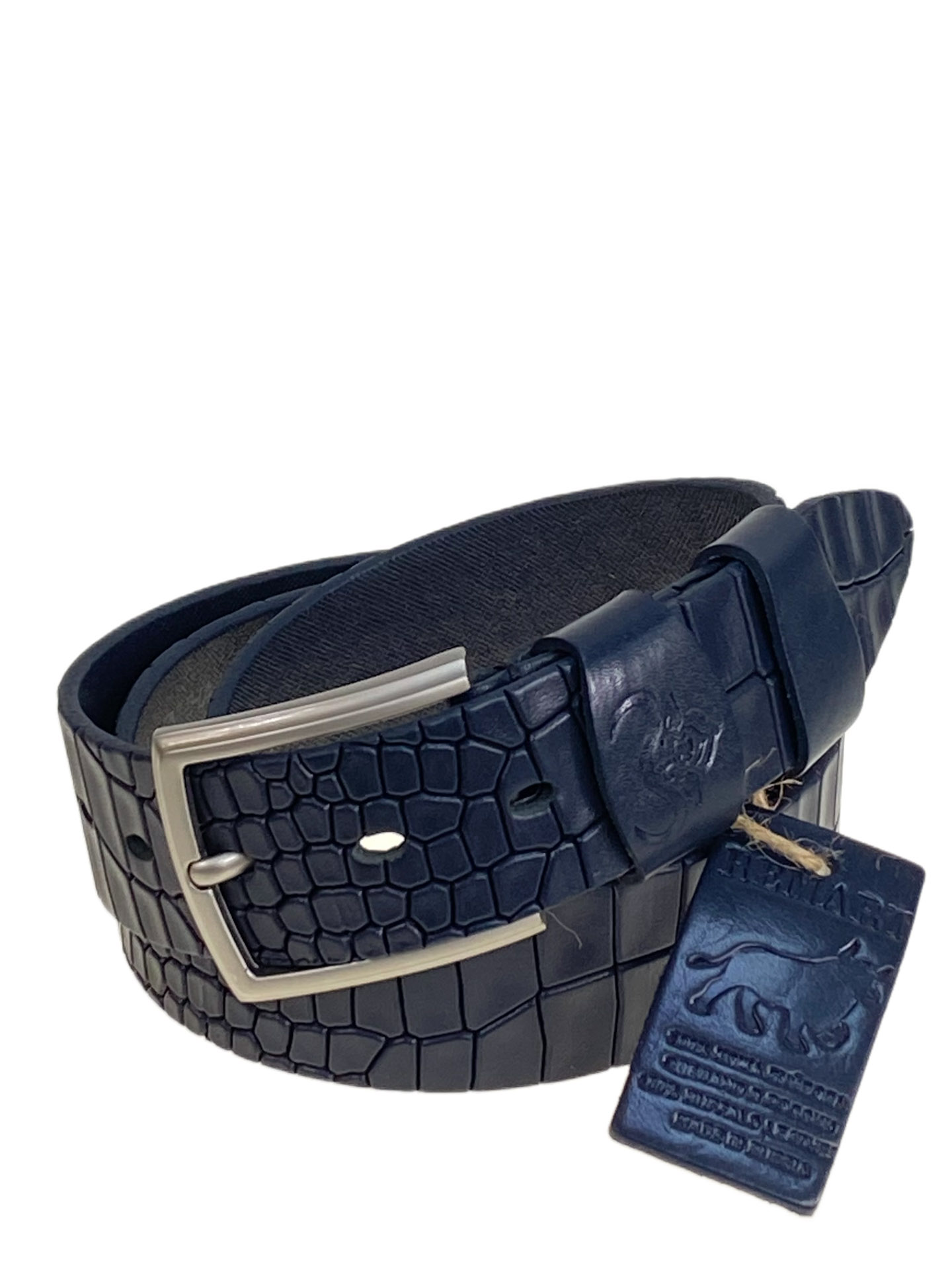 На фото 1 - Ремень мужской из натуральной кожи, цвет синий