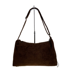 На фото 2 - Женская сумка из искусственной замши, цвет шоколад