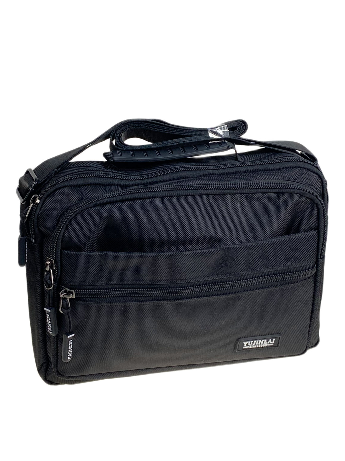 На фото 1 - Сумка мужская через плечо текстильная, цвет черный