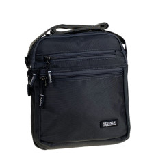 На фото 1 - Сумка мужская через плечо текстильная, цвет серый