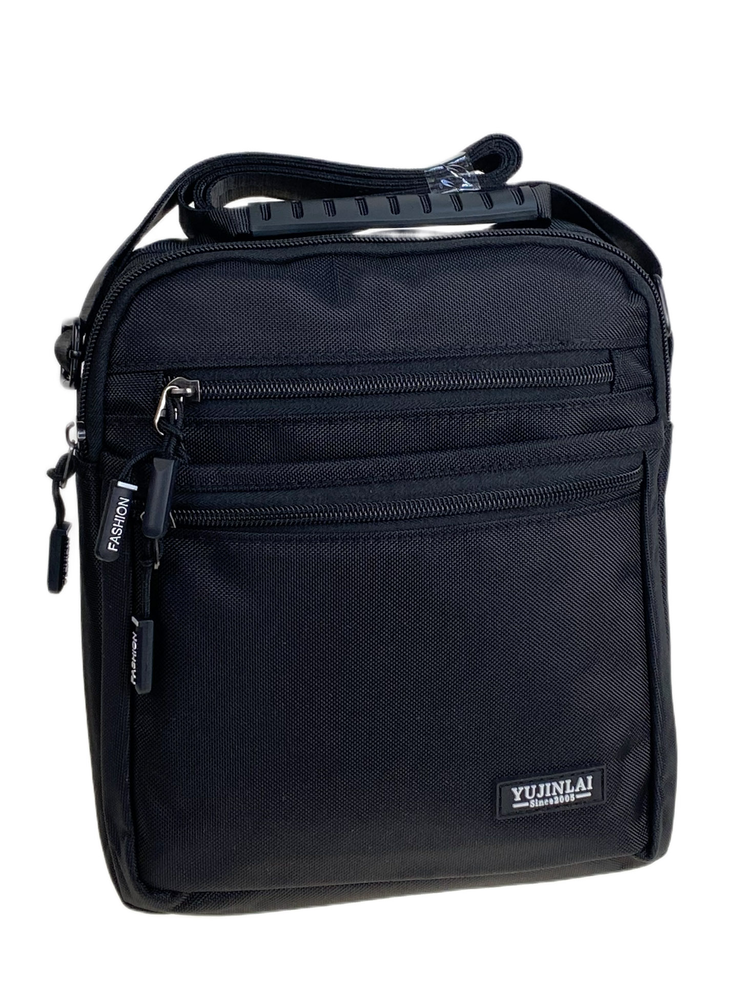 На фото 1 - Сумка мужская через плечо текстильная, цвет черный