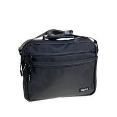 На фото 1 - Сумка мужская через плечо текстильная, цвет серый