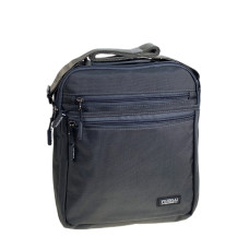 На фото 1 - Сумка мужская через плечо текстильная, цвет серый
