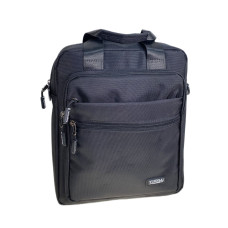 На фото 1 - Сумка мужская  текстильная, цвет  черный