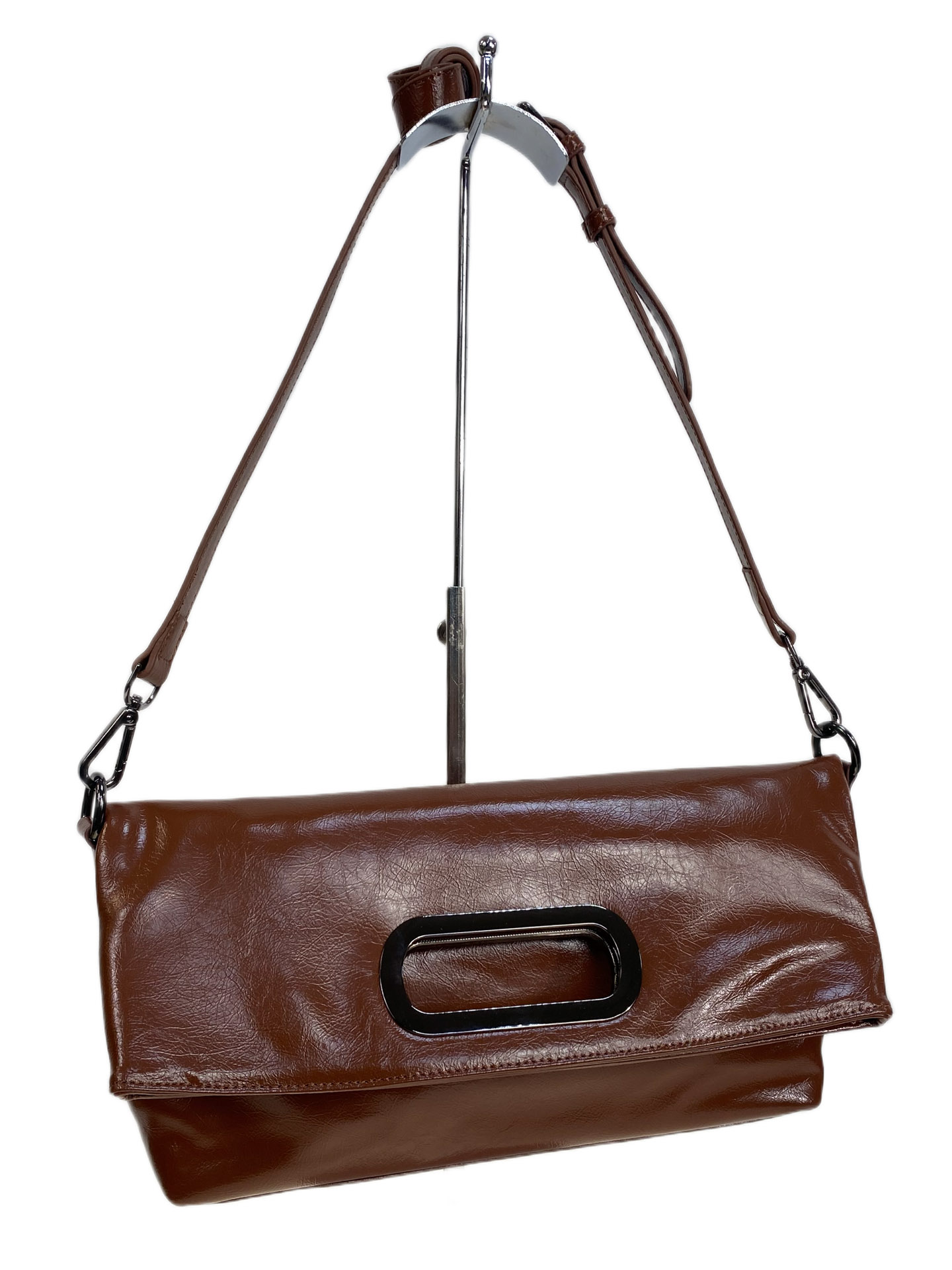 На фото 1 - Женская сумка из натуральной кожи, цвет рыжий