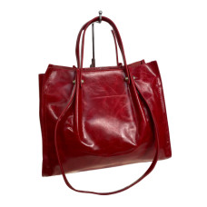 На фото 1 - Женская сумка из натуральной кожи, цвет красный