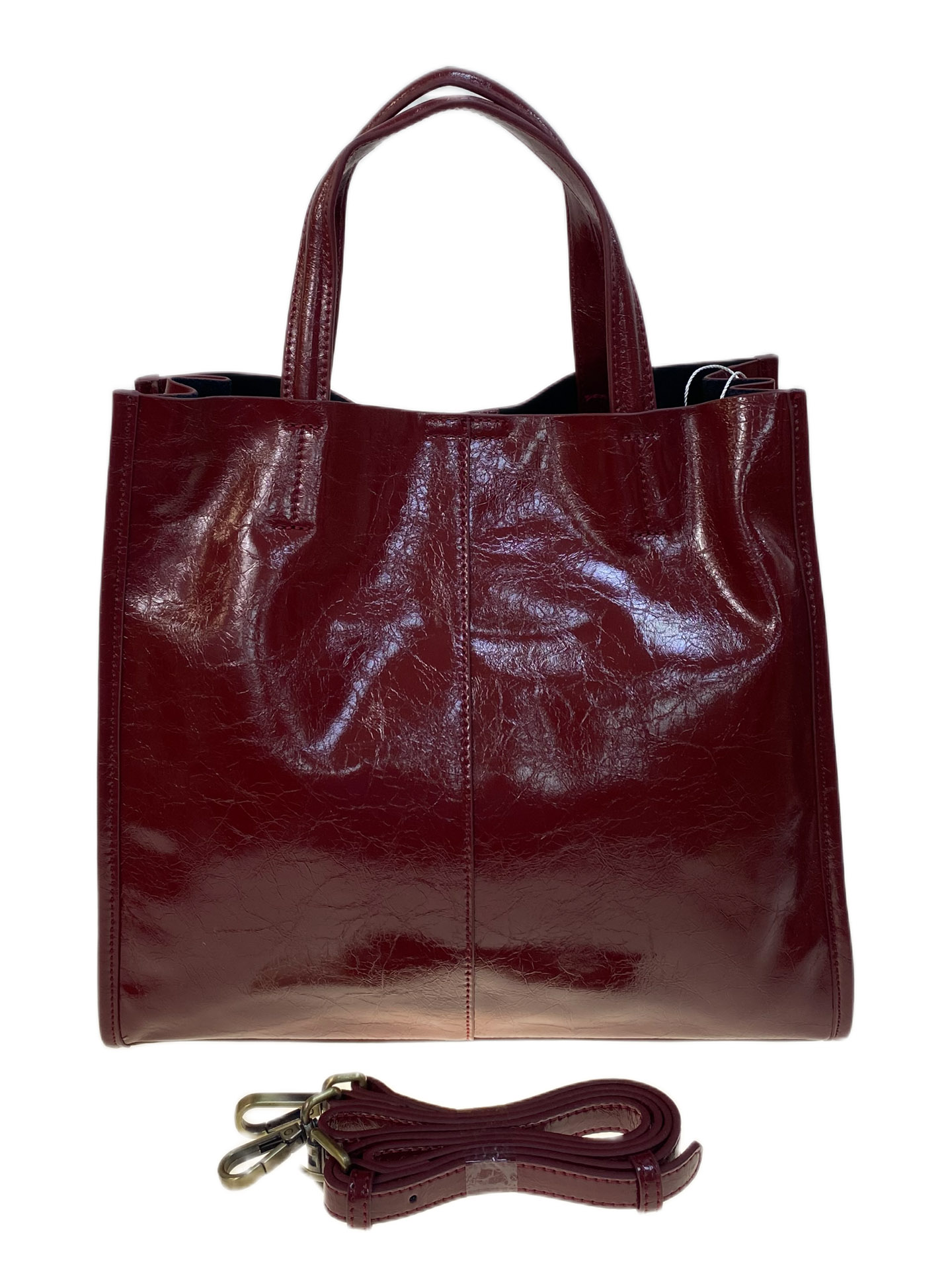 На фото 2 - Женская сумка из натуральной кожи, цвет  бордовый На фото 2 - Женская сумка из натуральной кожи, цвет  бордовый