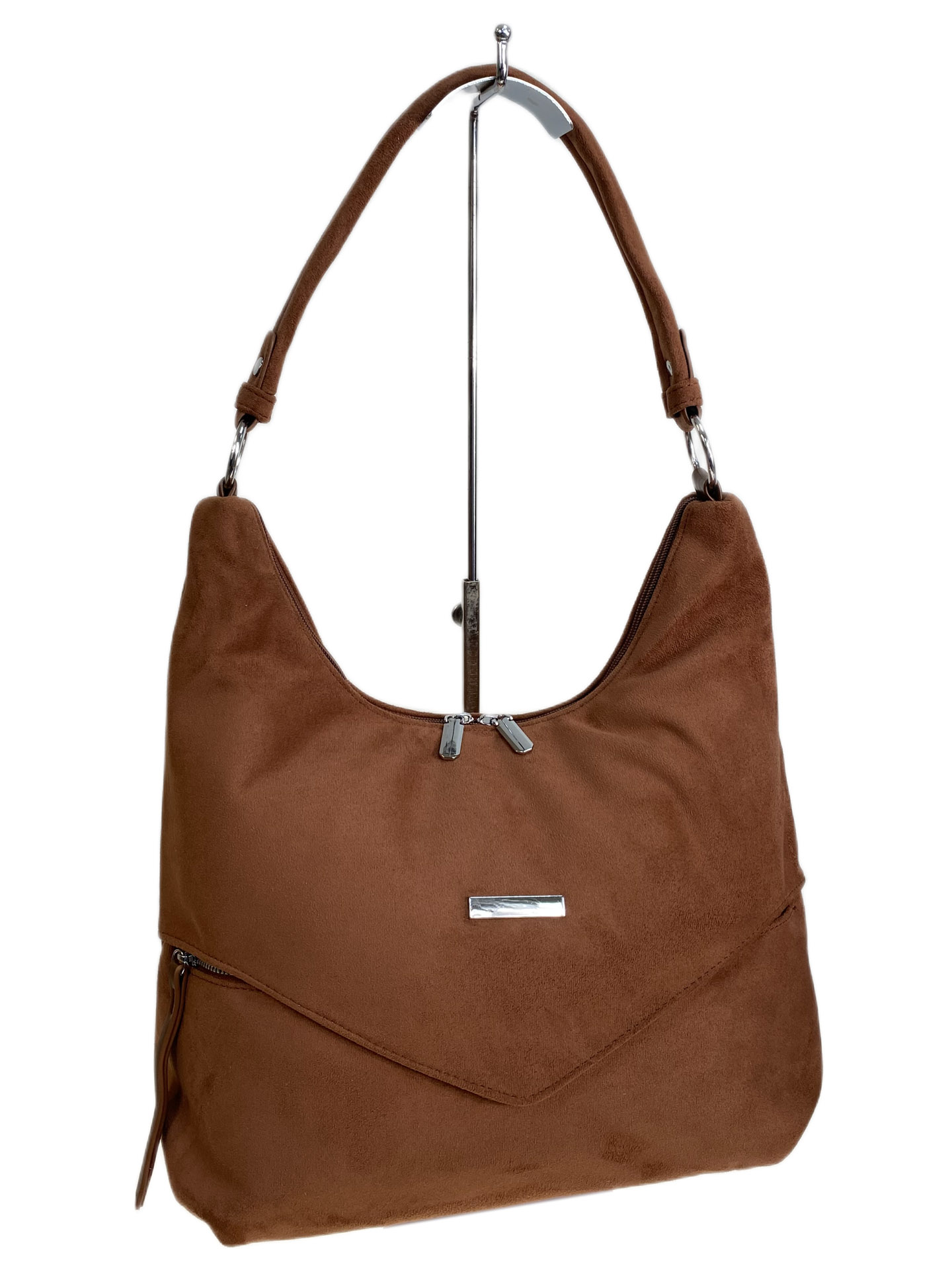 На фото 1 - Женская сумка из искусственной замши, цвет коричневый На фото 1 - Женская сумка из искусственной замши, цвет коричневый