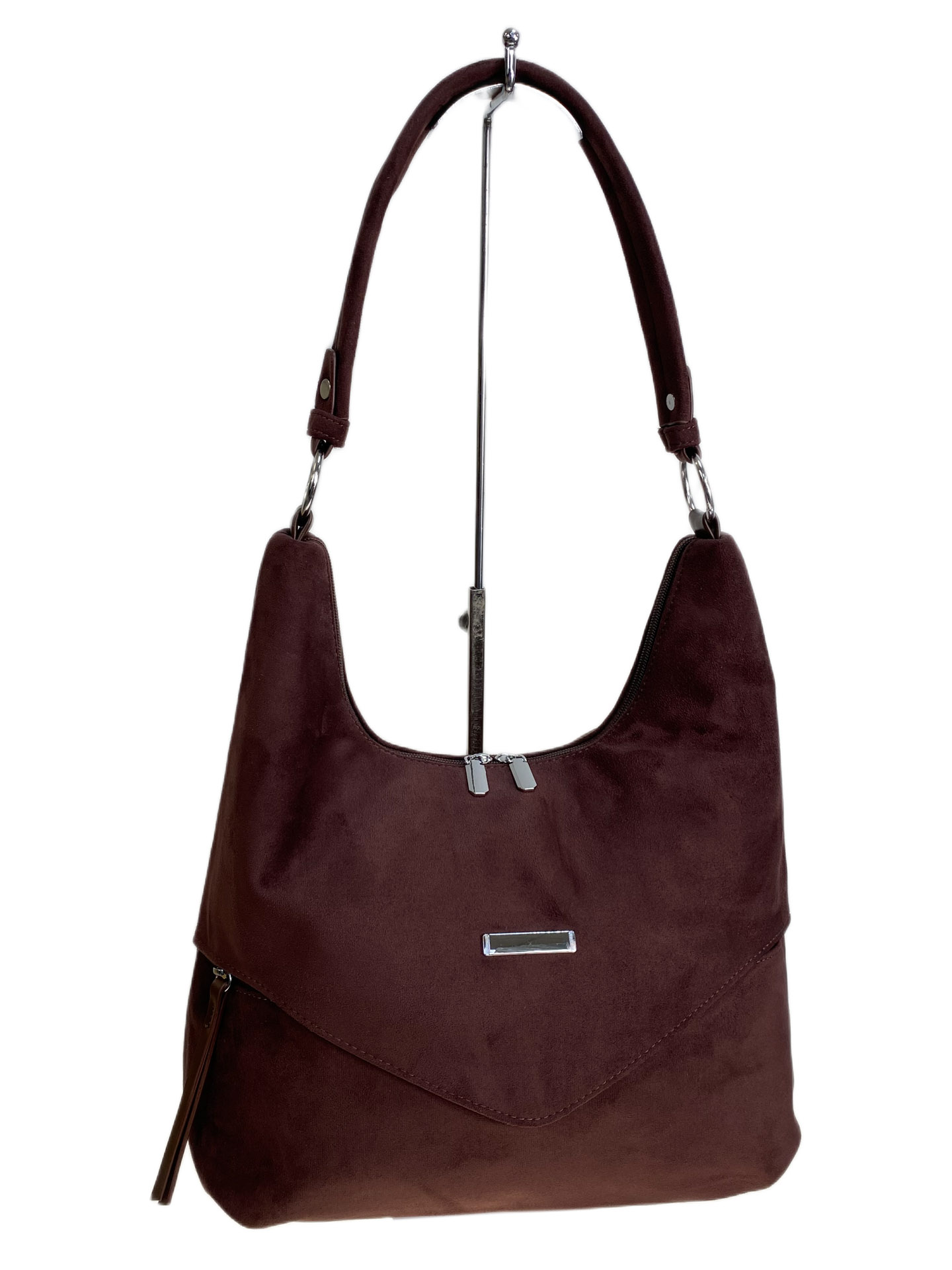 На фото 1 - Женская сумка из искусственной замши, цвет  бордовый На фото 1 - Женская сумка из искусственной замши, цвет  бордовый