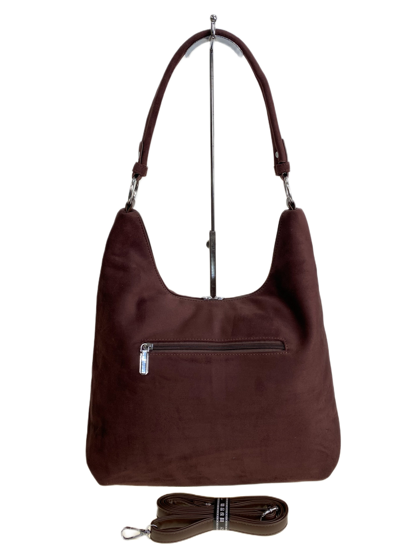 На фото 2 - Женская сумка из искусственной замши, цвет  бордовый На фото 2 - Женская сумка из искусственной замши, цвет  бордовый