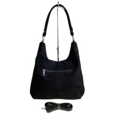 На фото 2 - Женская сумка из искусственной замши, цвет черный На фото 2 - Женская сумка из искусственной замши, цвет черный