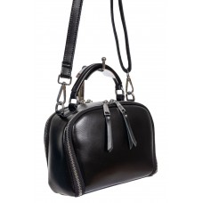 На фото 1 - Женская cross-body из натуральной кожи, цвет чёрный На фото 1 - Женская cross-body из натуральной кожи, цвет чёрный