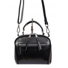 На фото 3 - Женская cross-body из натуральной кожи, цвет чёрный На фото 3 - Женская cross-body из натуральной кожи, цвет чёрный