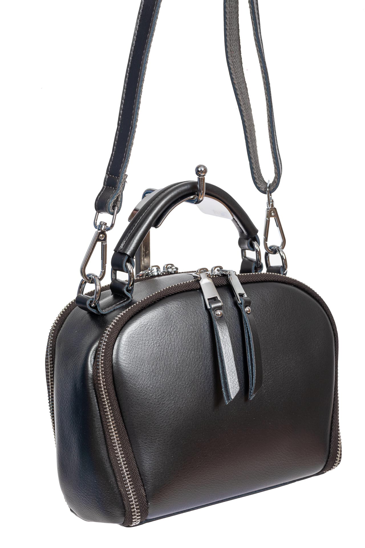 На фото 1 - Женская cross-body из натуральной кожи, цвет металлик На фото 1 - Женская cross-body из натуральной кожи, цвет металлик
