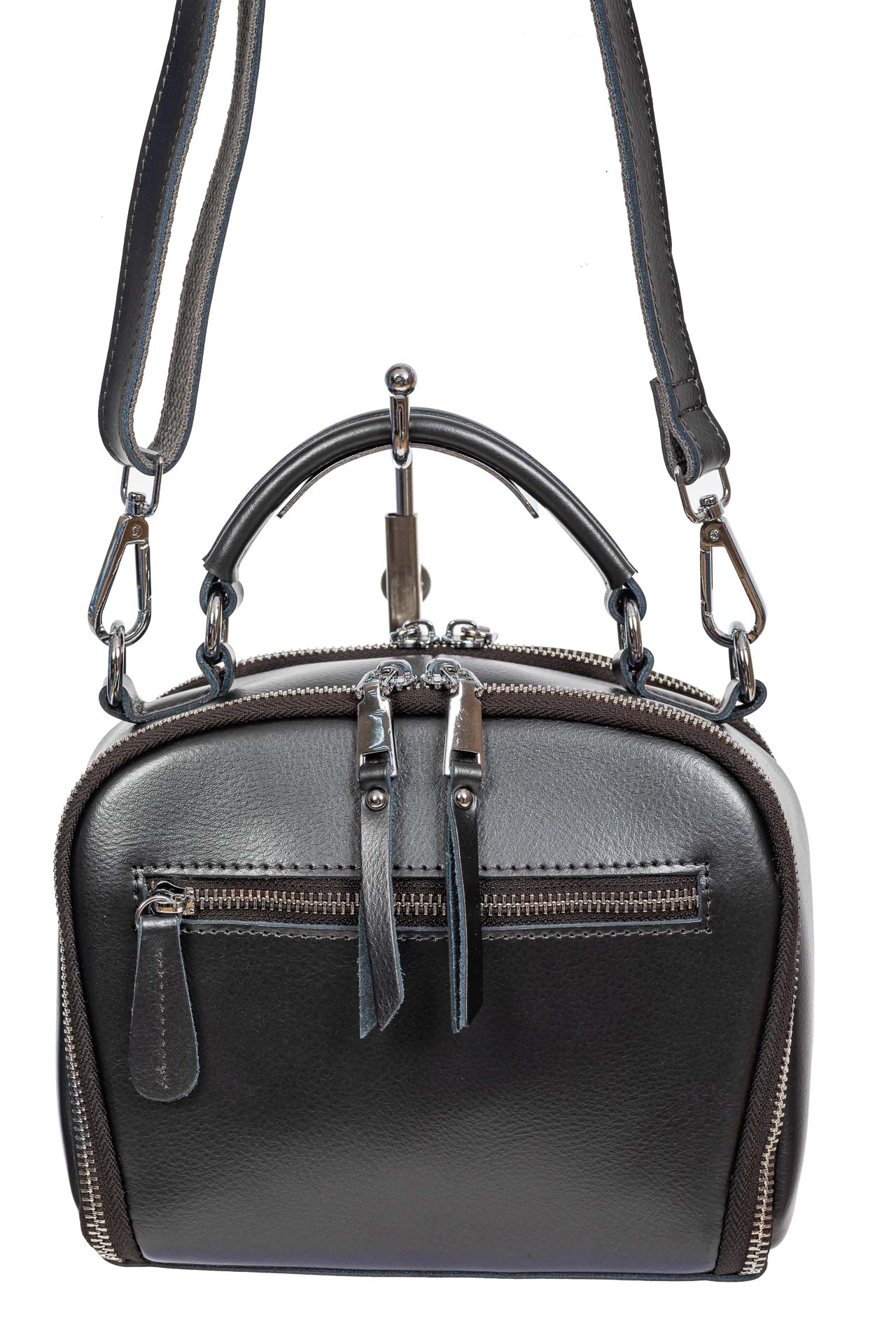 На фото 3 - Женская cross-body из натуральной кожи, цвет металлик На фото 3 - Женская cross-body из натуральной кожи, цвет металлик