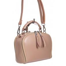 На фото 1 - Женская cross-body из натуральной кожи, цвет пудровый На фото 1 - Женская cross-body из натуральной кожи, цвет пудровый