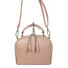 На фото 2 - Женская cross-body из натуральной кожи, цвет пудровый На фото 2 - Женская cross-body из натуральной кожи, цвет пудровый