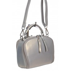 На фото 1 - Женская cross-body из натуральной кожи, цвет серебристый На фото 1 - Женская cross-body из натуральной кожи, цвет серебристый