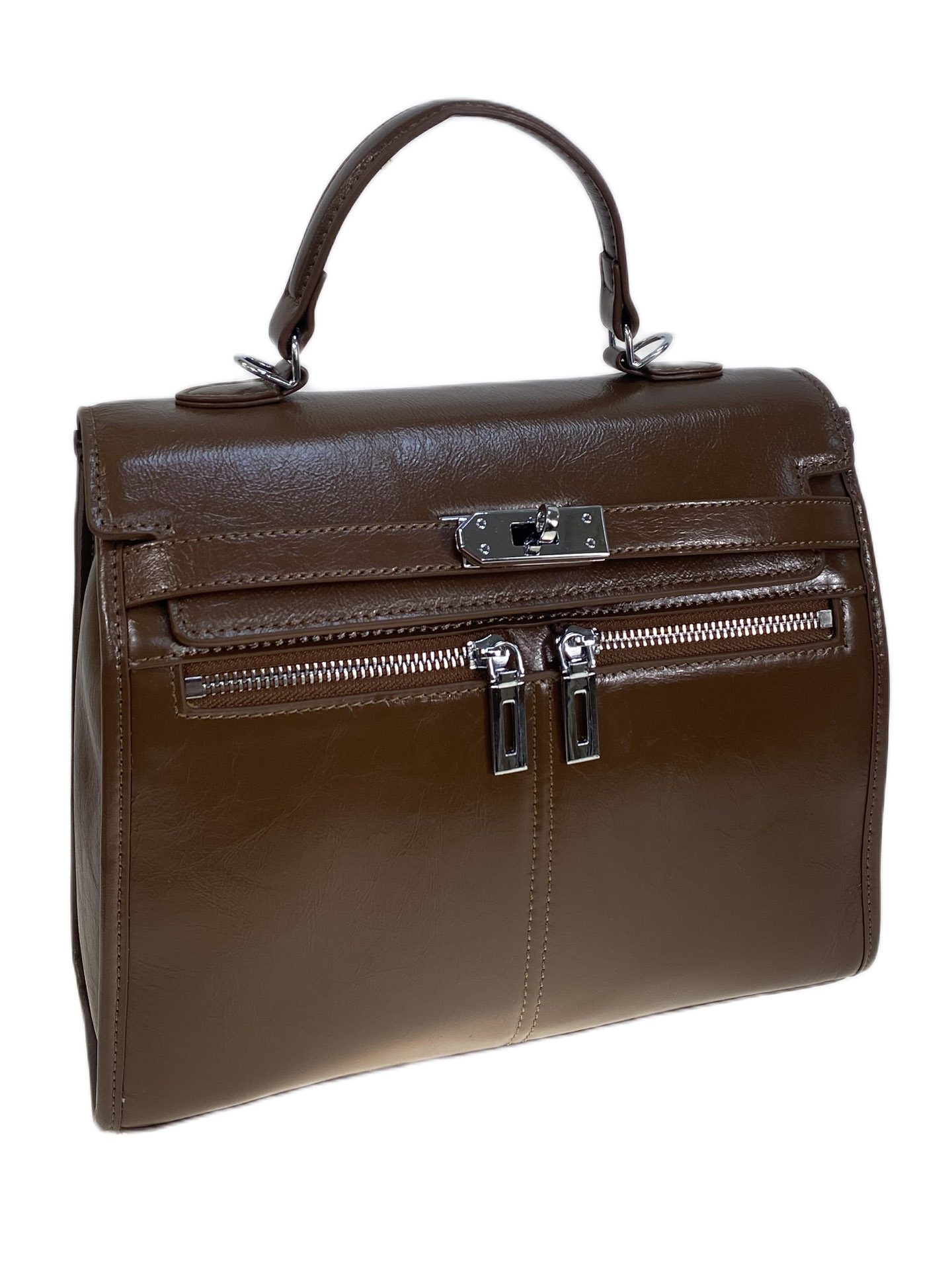 На фото 1 - Женская сумка из натуральной кожи, цвет коричневый На фото 1 - Женская сумка из натуральной кожи, цвет коричневый