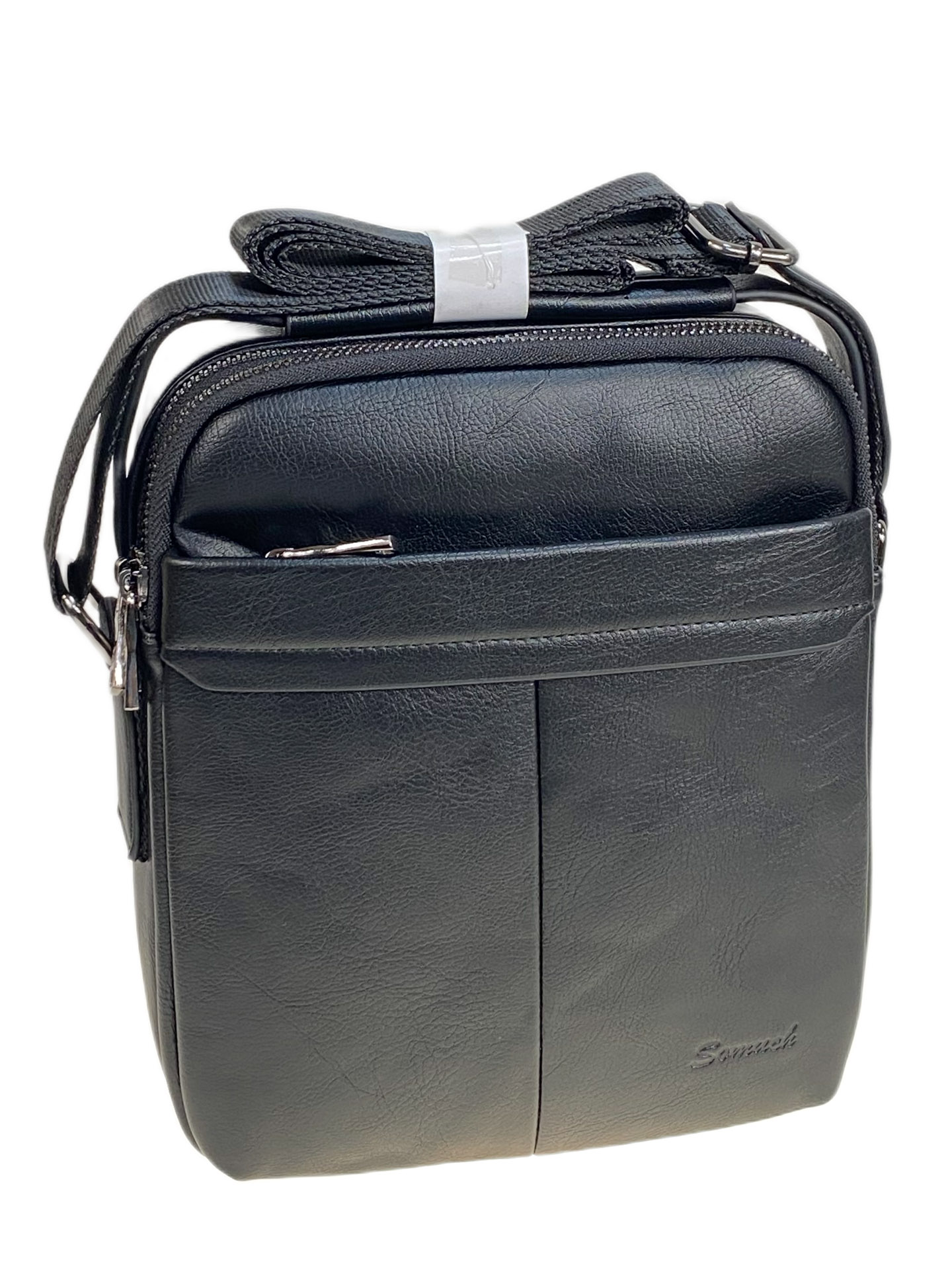 На фото 1 - Сумка мужская из натуральной кожи, цвет черный На фото 1 - Сумка мужская из натуральной кожи, цвет черный