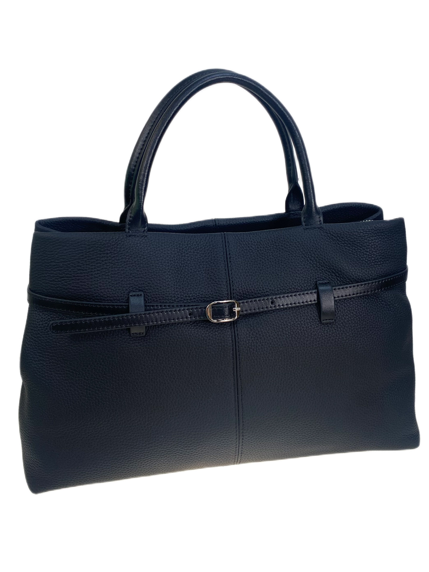 На фото 1 - Женская сумка из натуральной кожи, цвет черный