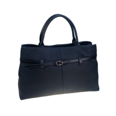 На фото 1 - Женская сумка из натуральной кожи, цвет черный