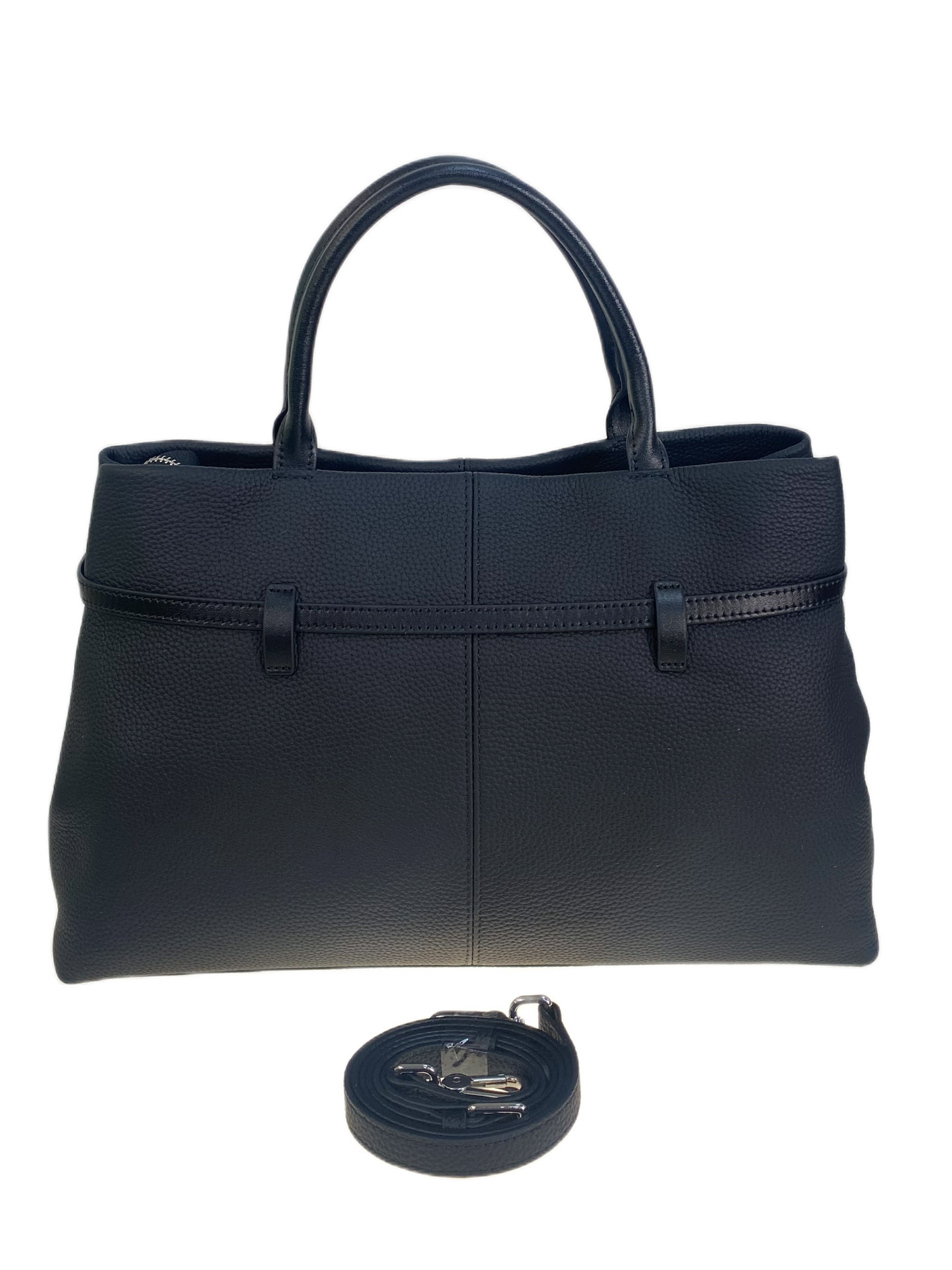 На фото 2 - Женская сумка из натуральной кожи, цвет черный