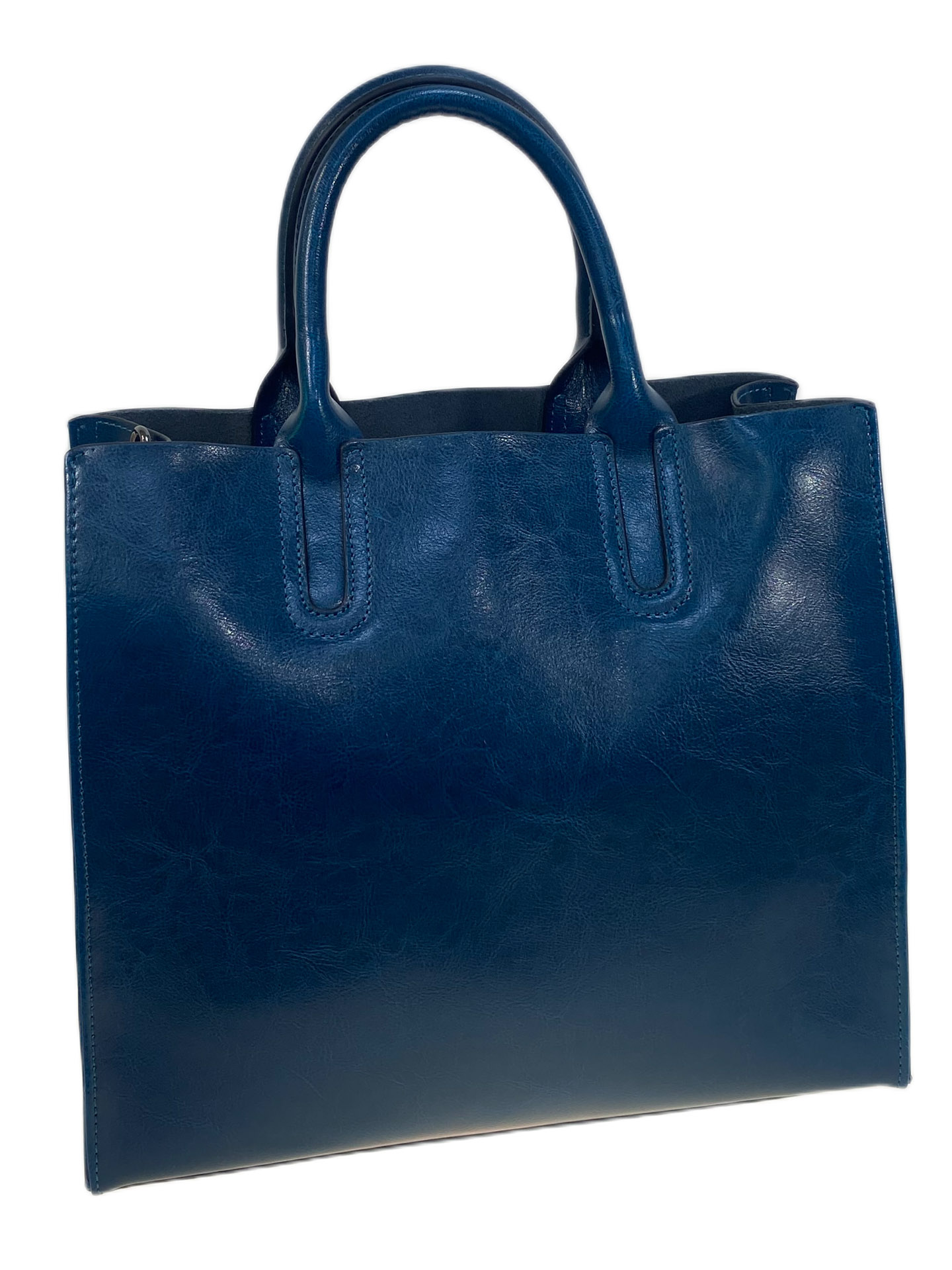 На фото 1 - Женская сумка из натуральной кожи, цвет  синий На фото 1 - Женская сумка из натуральной кожи, цвет  синий