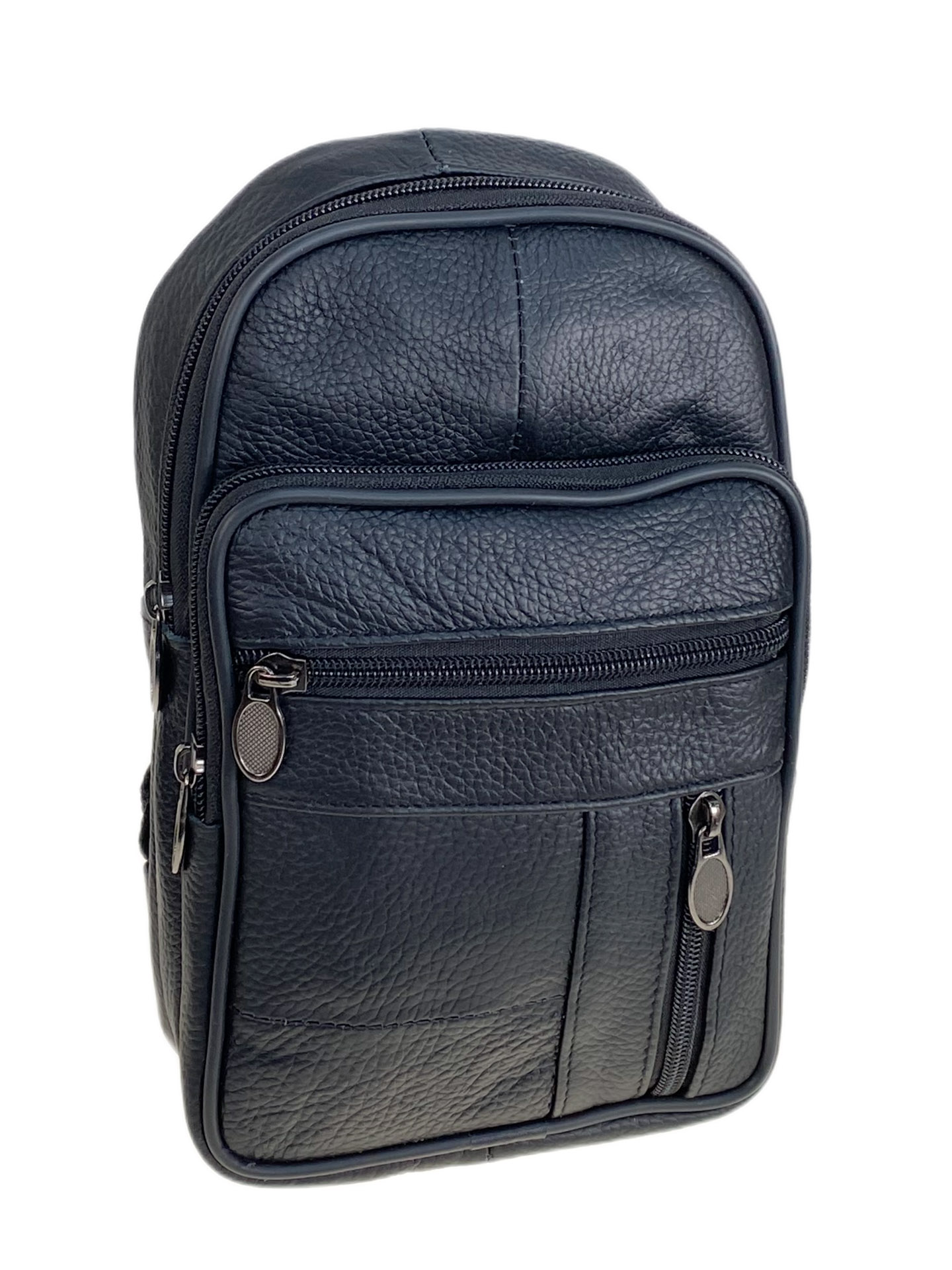 На фото 1 - Сумка мужская через плечо из натуральной кожи, цвет черный