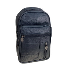 На фото 1 - Сумка мужская через плечо из натуральной кожи, цвет черный