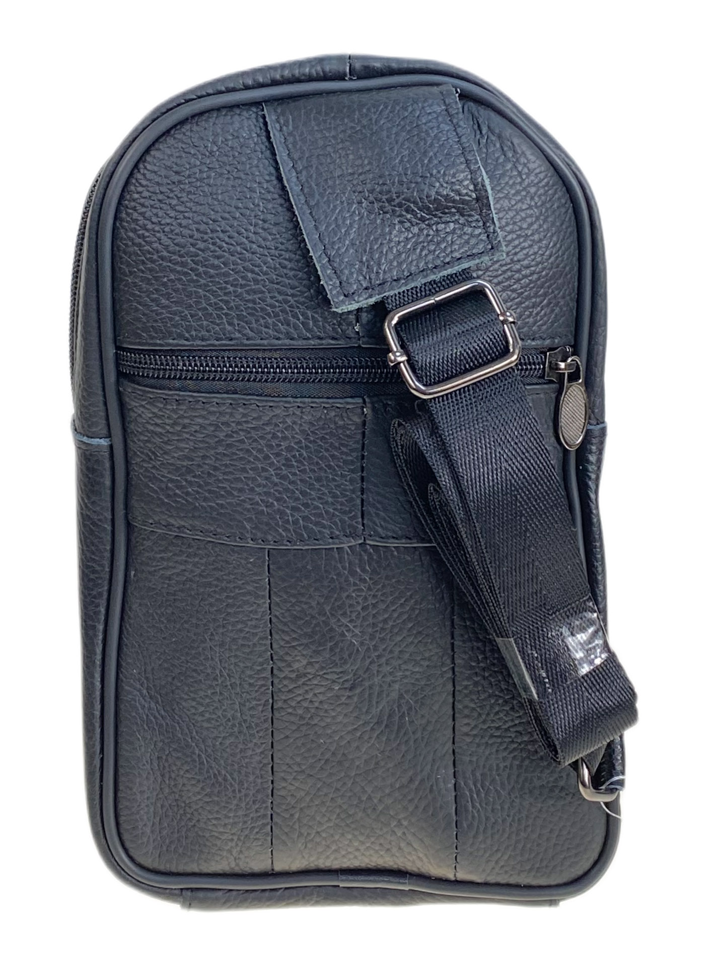 На фото 2 - Сумка мужская через плечо из натуральной кожи, цвет черный