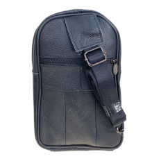 На фото 2 - Сумка мужская через плечо из натуральной кожи, цвет черный