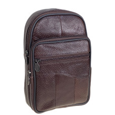 На фото 1 - Сумка мужская через плечо из натуральной кожи, цвет коричневый