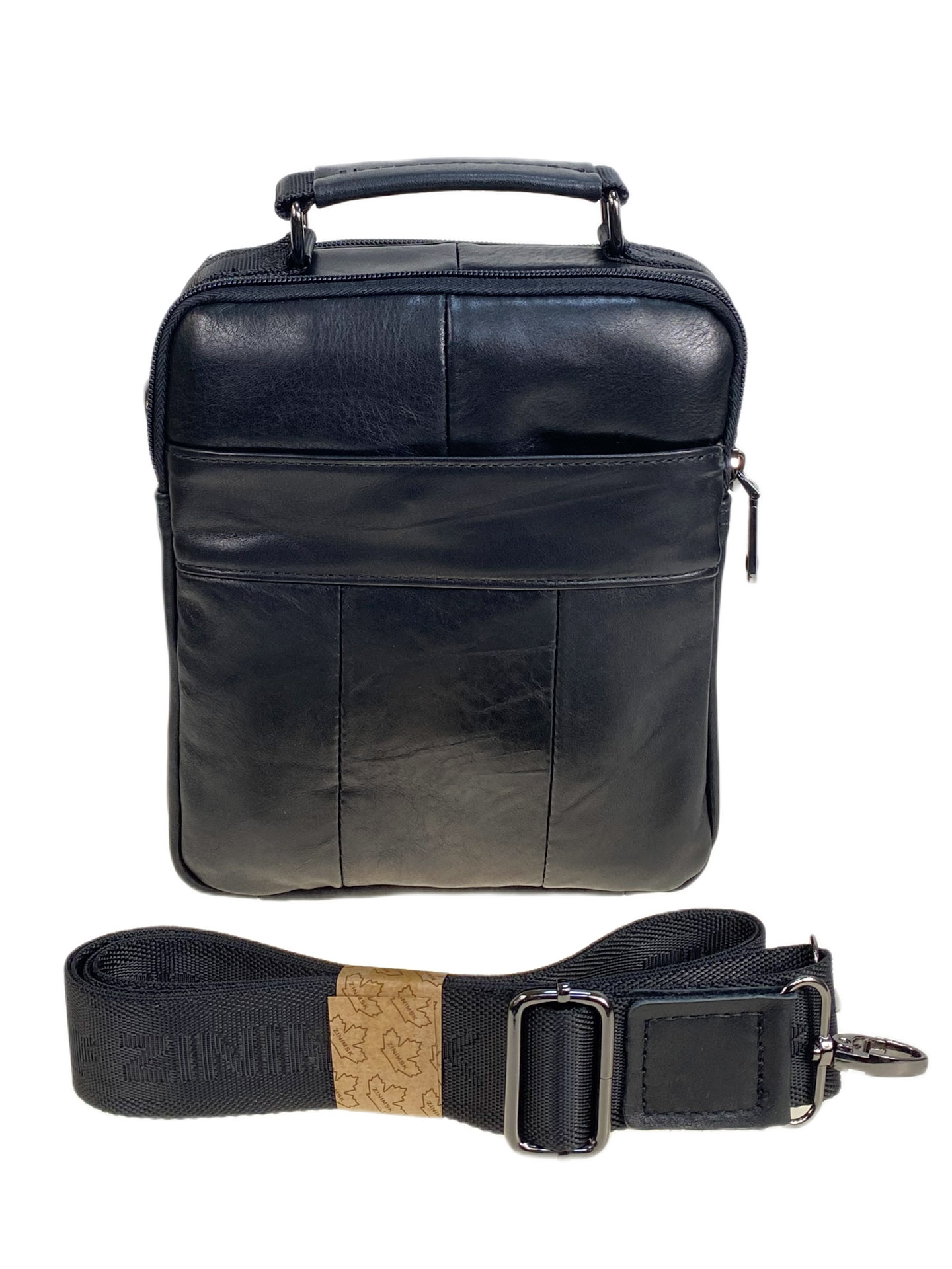 На фото 2 - Сумка мужская из натуральной кожи, цвет черный