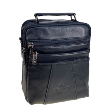 На фото 1 - Сумка мужская из натуральной кожи, цвет черный