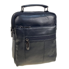 На фото 1 - Сумка мужская из натуральной кожи, цвет черный