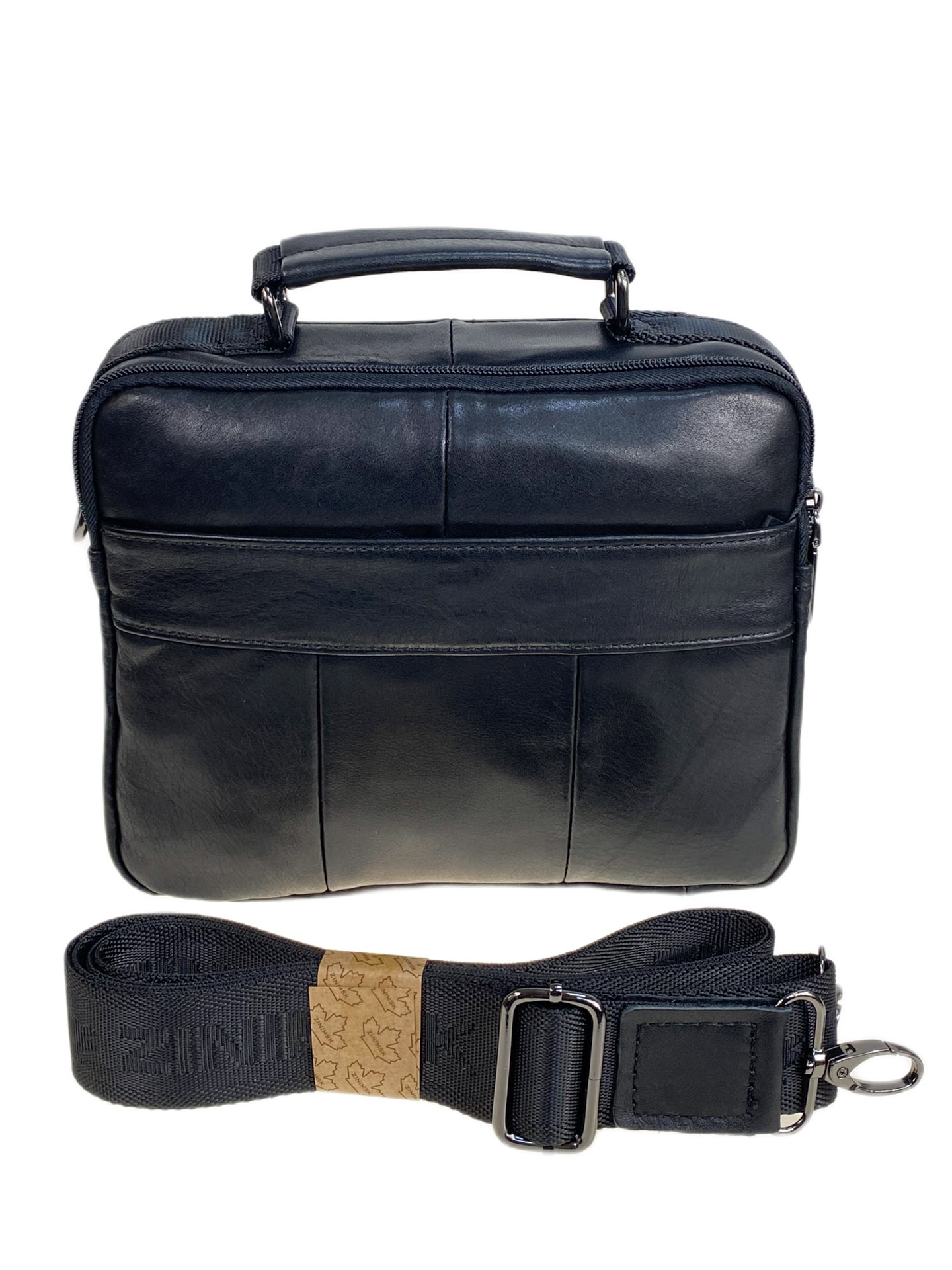 На фото 2 - Сумка мужская из натуральной кожи, цвет черный