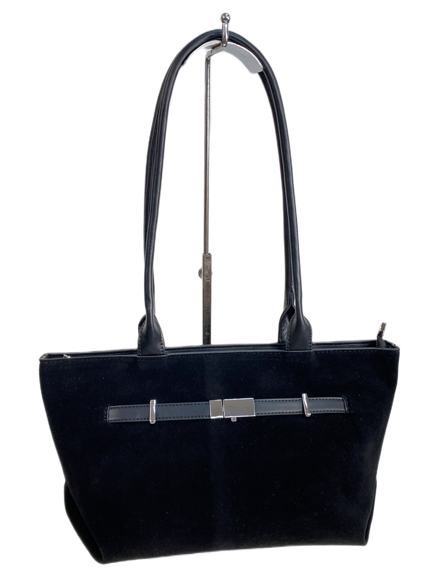 На фото 1 - Женская сумка из искусственной замши, цвет черный