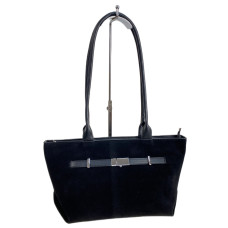 На фото 1 - Женская сумка из искусственной замши, цвет черный