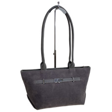 На фото 1 - Женская сумка из искусственной замши, цвет серый