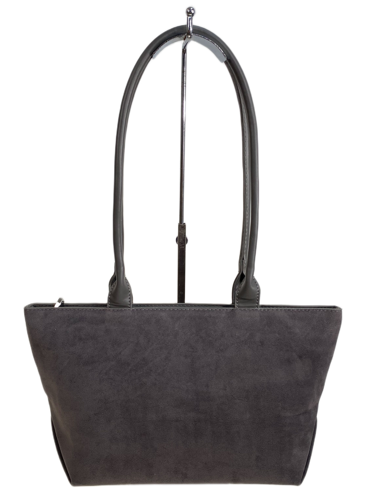 На фото 2 - Женская сумка из искусственной замши, цвет серый